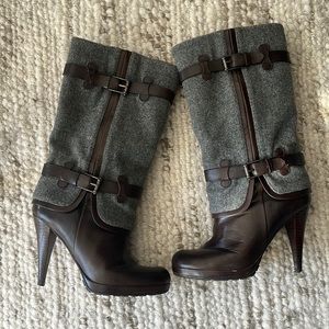 Cole Haan US 7 Boots with wool and leather buckles details